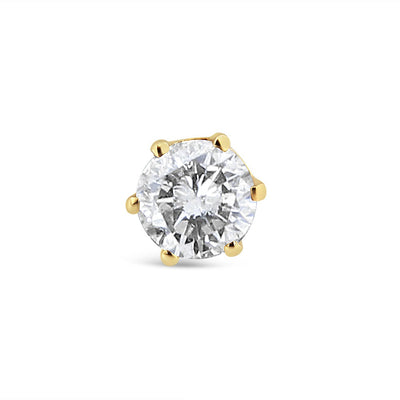 14K Yellow Gold Diamond Solitaire 6-Prong Single Solitaire Stud Earring (3/8 cttw, I-J Color, I2-I3 Clarity)-0