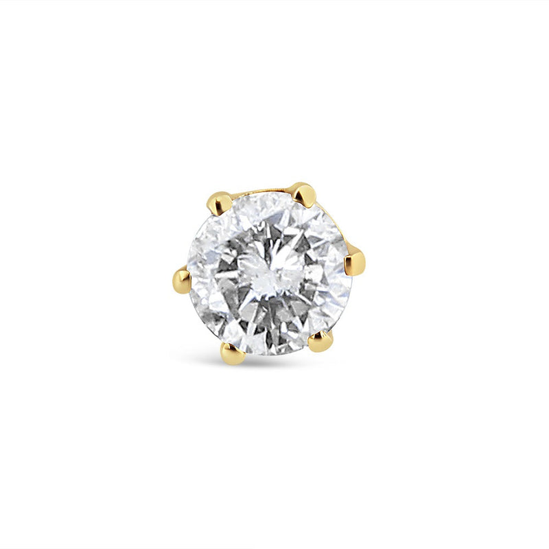 14K Yellow Gold Diamond Solitaire 6-Prong Single Solitaire Stud Earring (3/8 cttw, I-J Color, I2-I3 Clarity)-0