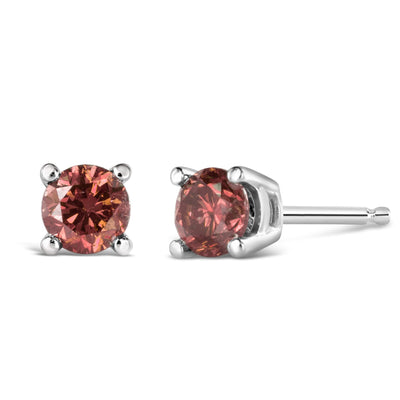 14K White Gold 1/2 Cttw Round Brilliant Cut Lab Grown Pink Diamond 4-Prong Classic Solitaire Earrings (Pink Color, VVS2-VS1 Clarity)-0