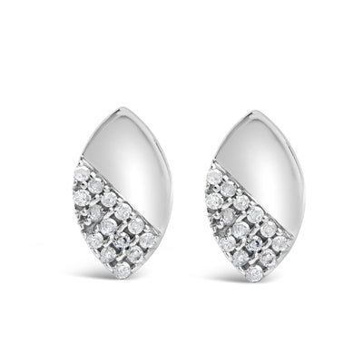 925 Sterling Silver 1/6 Cttw Diamond and Mirror Polish Pear Shape Stud Earrings (I-J Color, I2-I3 Clarity)-0