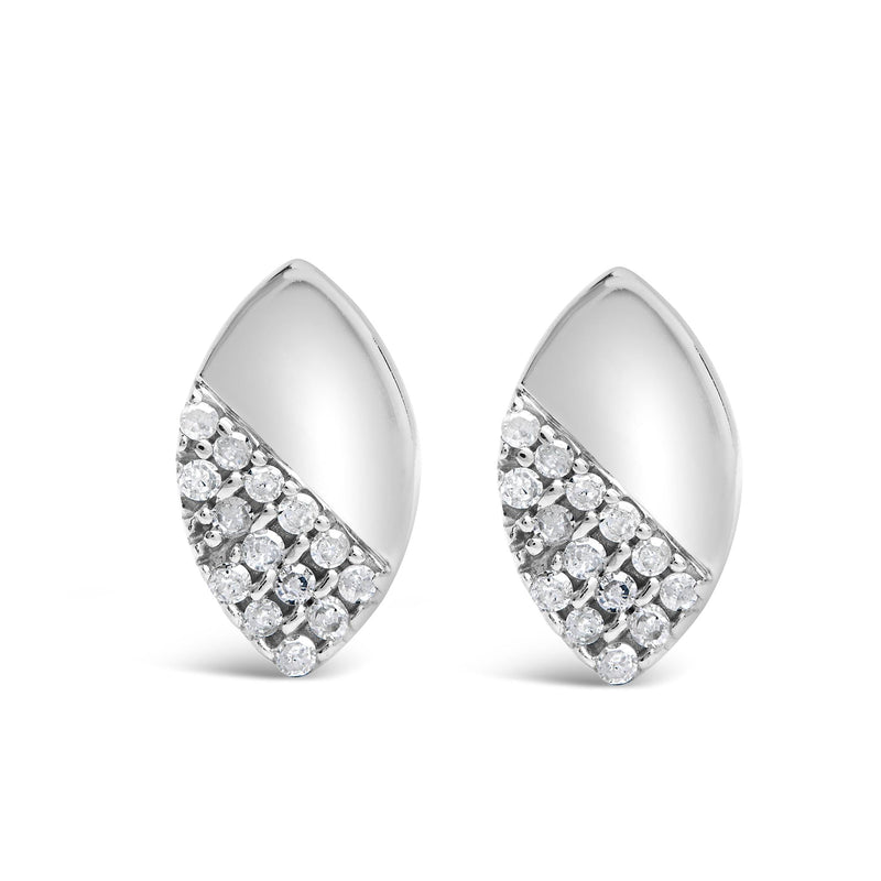 925 Sterling Silver 1/6 Cttw Diamond and Mirror Polish Pear Shape Stud Earrings (I-J Color, I2-I3 Clarity)-0