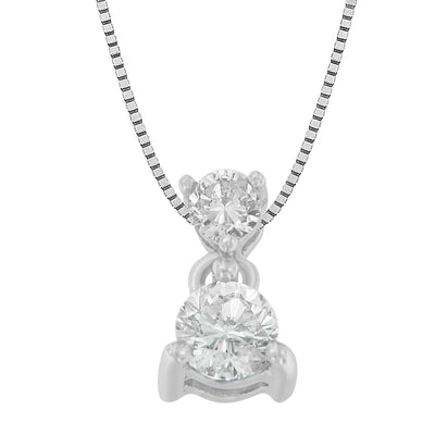 14K White Gold 1/2 cttw Round Cut Diamond Pendant Necklace (I-J, I1-I2)-0