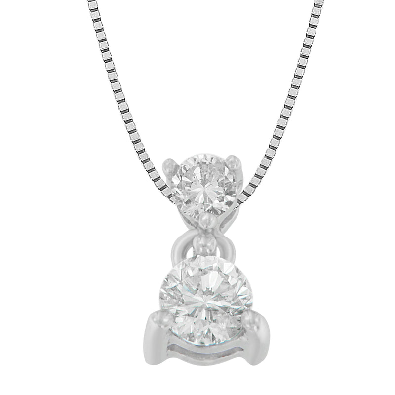 14K White Gold 1/2 cttw Round Cut Diamond Pendant Necklace (I-J, I1-I2)-0