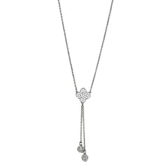 3W427 - Rhodium Brass Necklace with AAA Grade CZ  in Clear-0