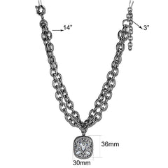 LO4207 - TIN Cobalt Black Brass Necklace with AAA Grade CZ  in Clear-1