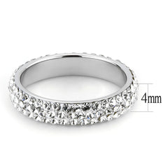 TK3533 - High polished (no plating) Stainless Steel Ring with Top Grade Crystal  in Clear-1