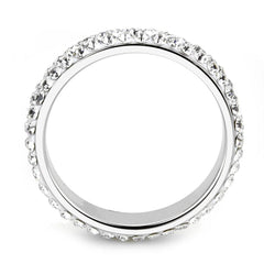 TK3533 - High polished (no plating) Stainless Steel Ring with Top Grade Crystal  in Clear-2