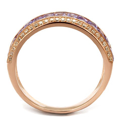 TS525 - Rose Gold 925 Sterling Silver Ring with AAA Grade CZ  in Amethyst-2