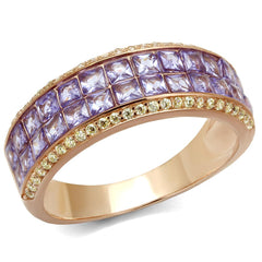 TS525 - Rose Gold 925 Sterling Silver Ring with AAA Grade CZ  in Amethyst-4