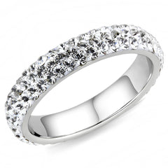 TK3533 - High polished (no plating) Stainless Steel Ring with Top Grade Crystal  in Clear-0